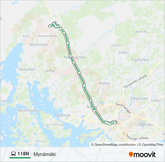 118N Bus Line Map