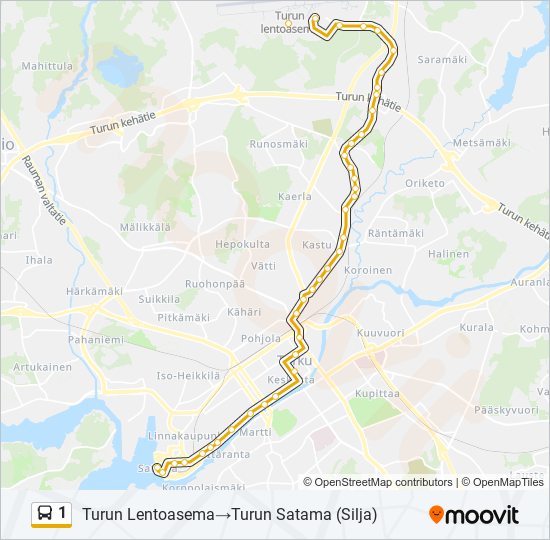 1 Route: Schedules, Stops & Maps - Turun Lentoasema‎→Turun Satama (Silja)  (Updated)
