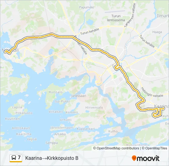 7 bussi -linjakartta