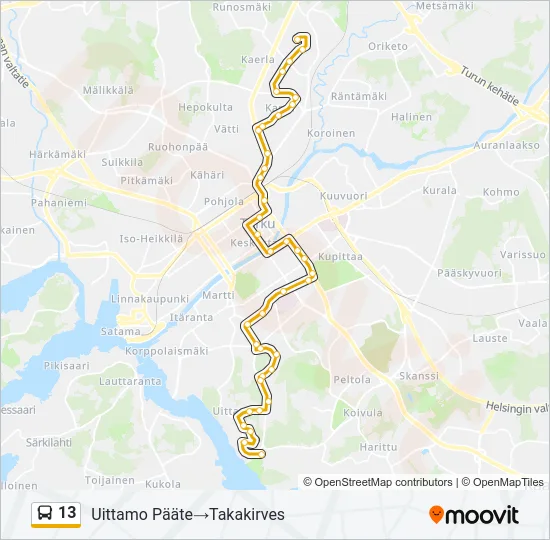 13 Bus Line Map