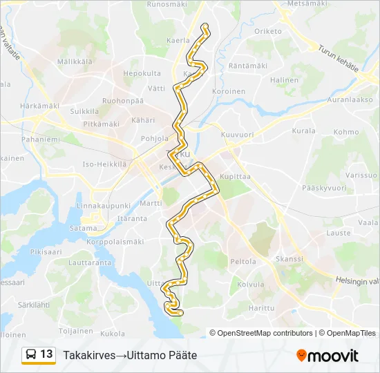 13 Bus Line Map