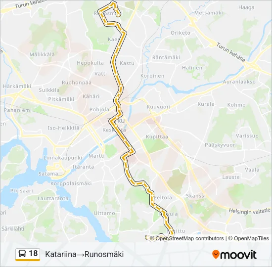 18 Bus Line Map