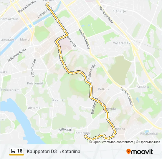 18 Bus Line Map