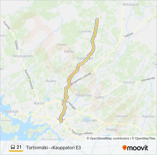 21 Bus Line Map