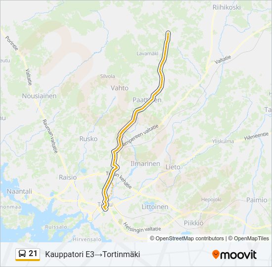 21 bussi -linjakartta