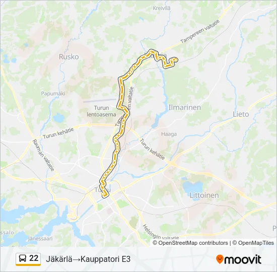 22 Bus Line Map
