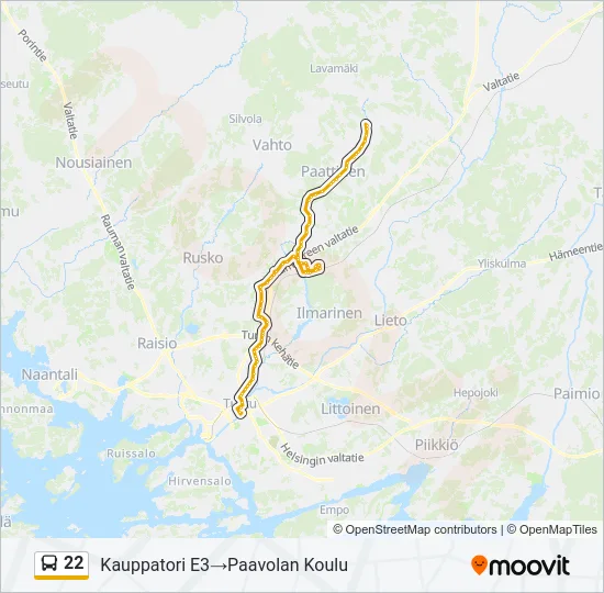 22 bussi -linjakartta