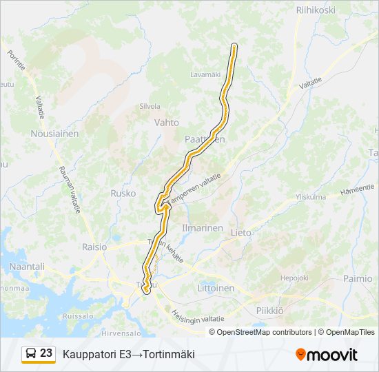 23 bussi -linjakartta