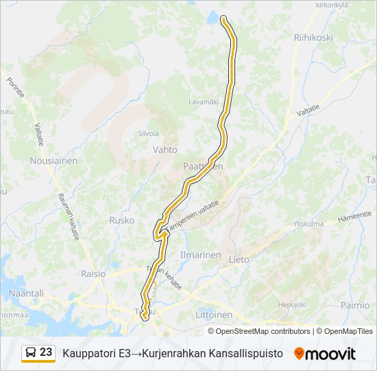 23 bussi -linjakartta