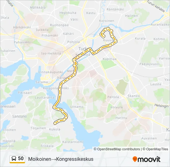 50 bussi -linjakartta