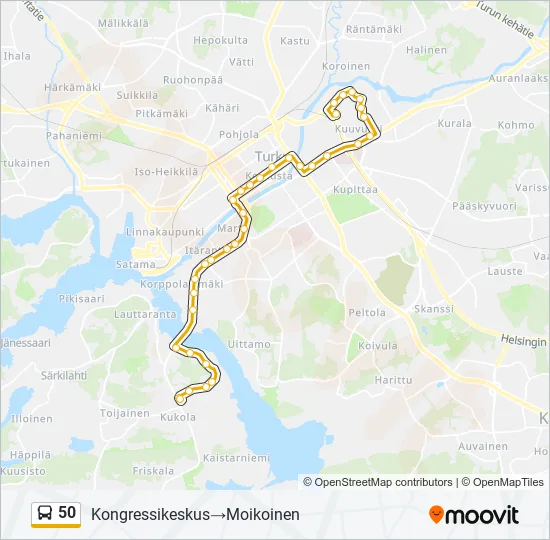 50 bussi -linjakartta