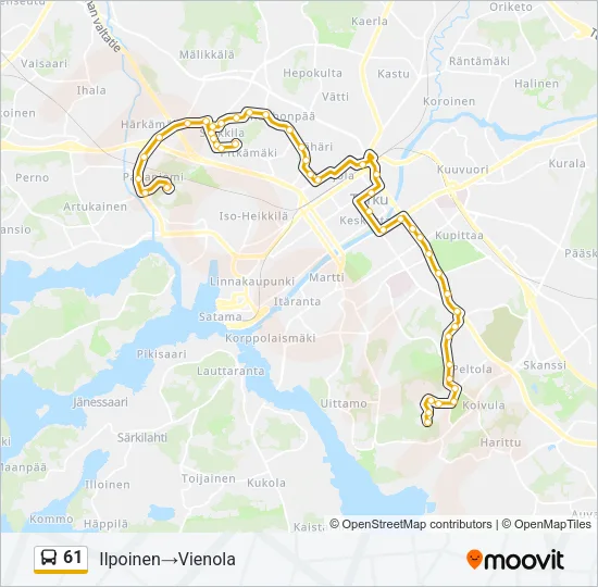 61 Bus Line Map