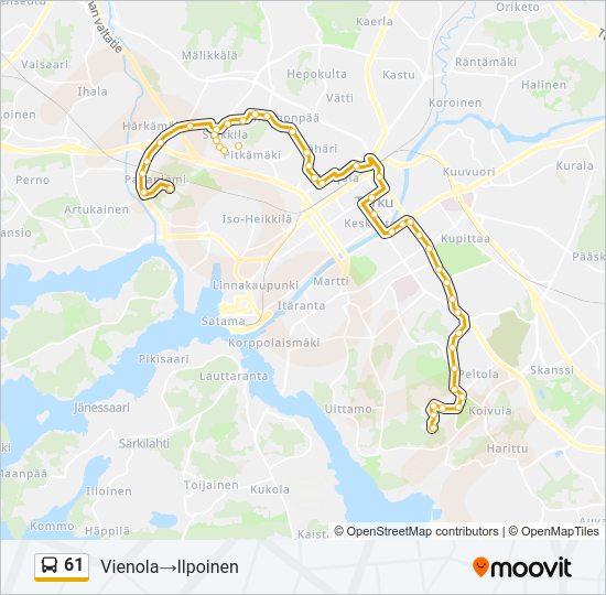 61 Bus Line Map