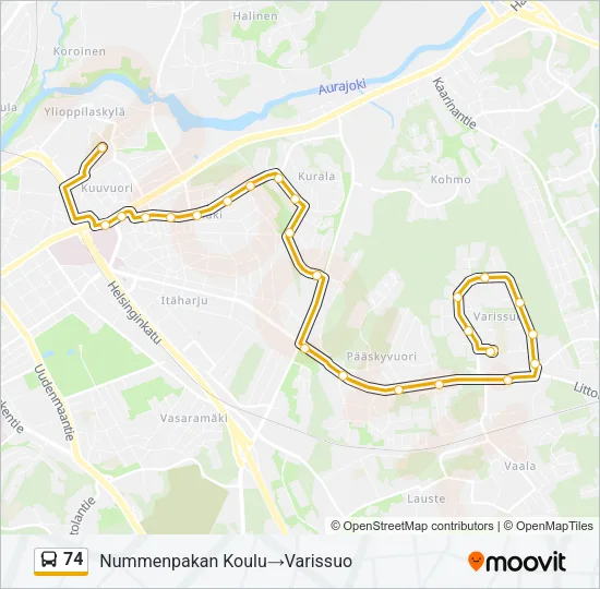 74 Bus Line Map