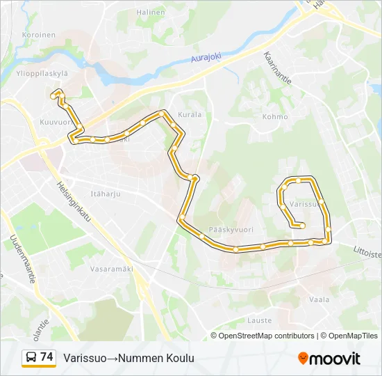 74 Bus Line Map
