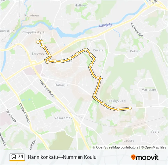 74 Bus Line Map