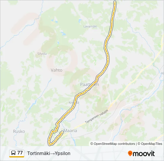 77 bussi -linjakartta