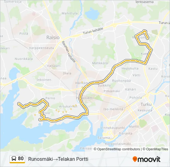 80 Bus Line Map
