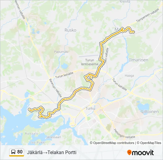 80 Bus Line Map