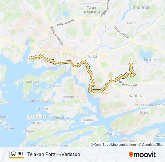 90 bus Line Map