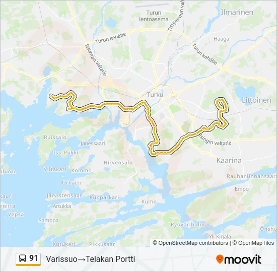 91 Bus Line Map