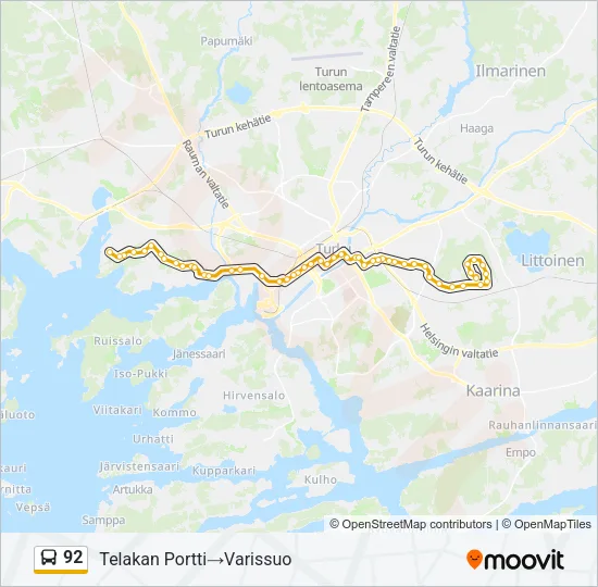 92 Bus Line Map
