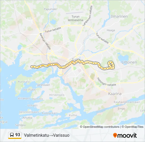 93 Bus Line Map