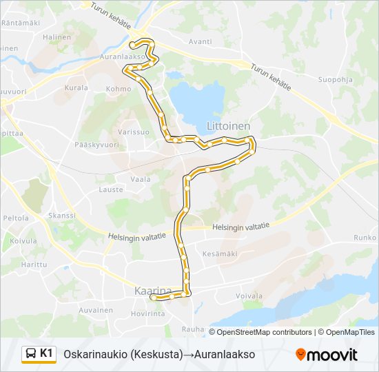 K1 Bus Line Map