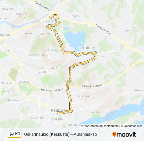 K1 Bus Line Map
