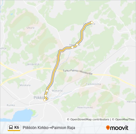 K6 bus Line Map