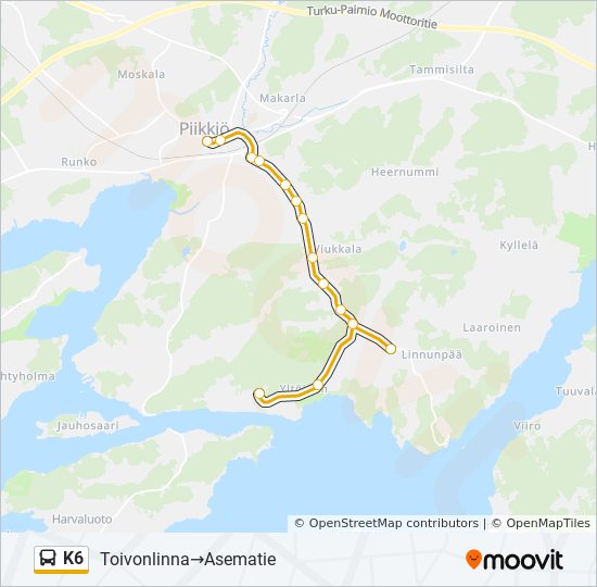 K6 bus Line Map