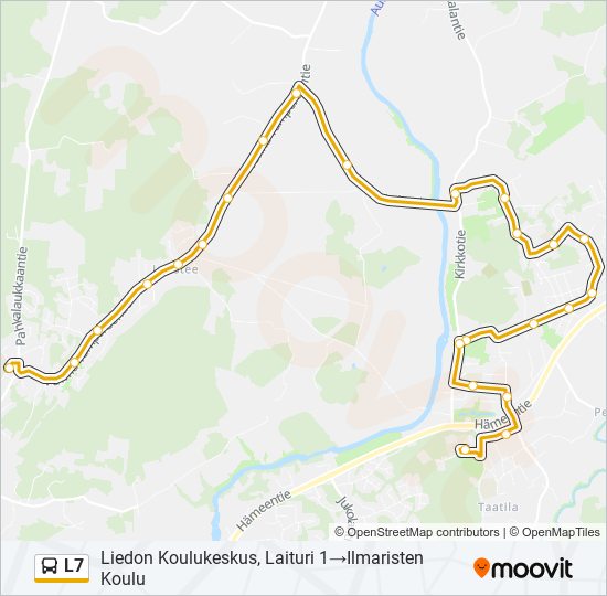 L7 bussi -linjakartta