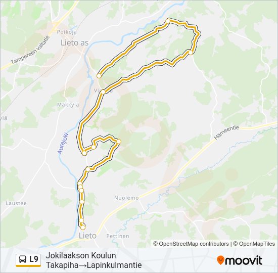 L9 bussi -linjakartta