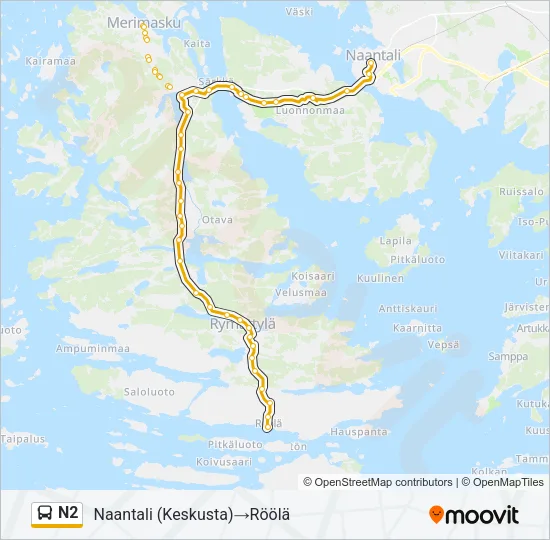 N2 Bus Line Map