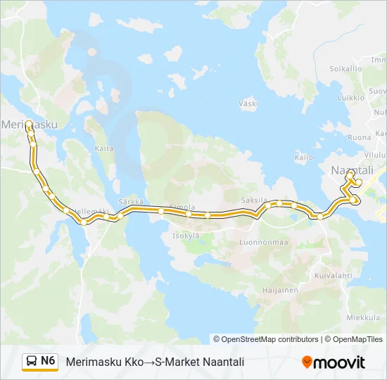 N6 Bus Line Map