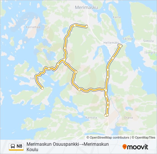 N8 bus Line Map