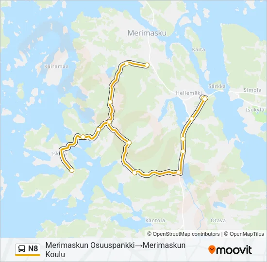 N8 Bus Line Map