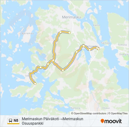 N8 Bus Line Map