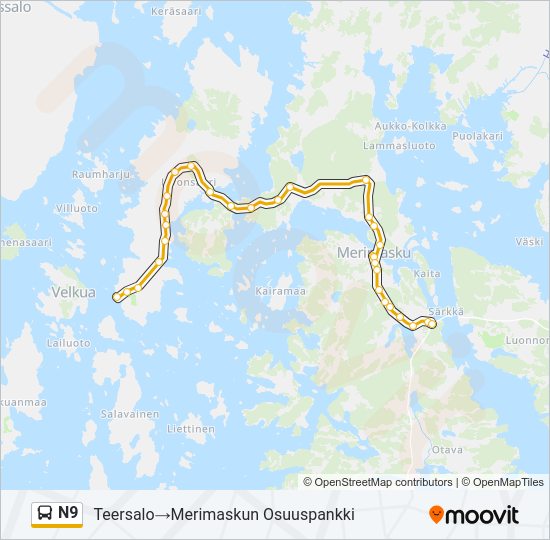 N9 Bus Line Map