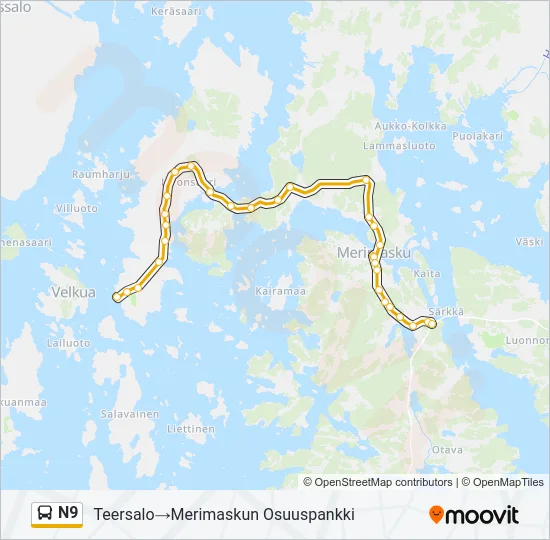 N9 Bus Line Map