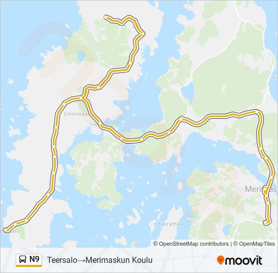 N9 bus Line Map