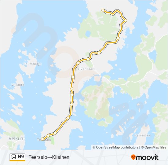 N9 Bus Line Map