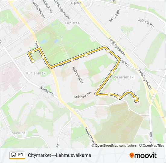 P1 Bus Line Map