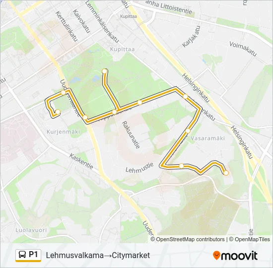 P1 Bus Line Map