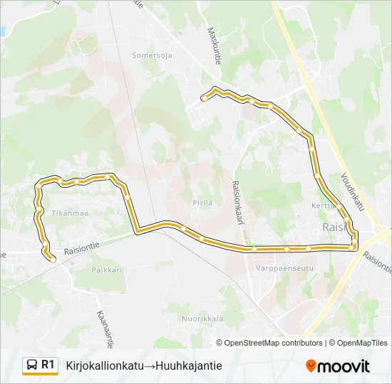 R1 Bus Line Map