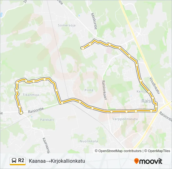 R2 Bus Line Map