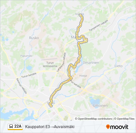 22A bus Line Map