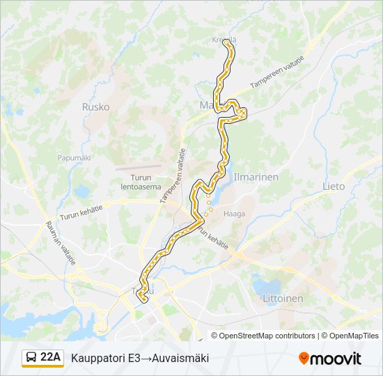 22A Bus Line Map