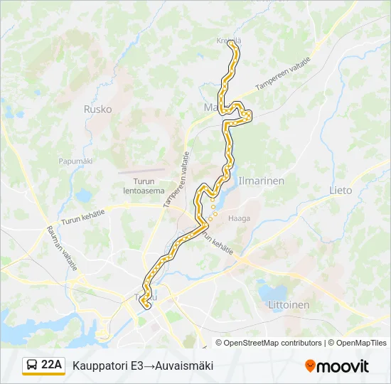 22A Bus Line Map