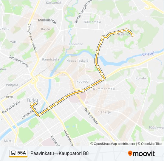 55A Bus Line Map